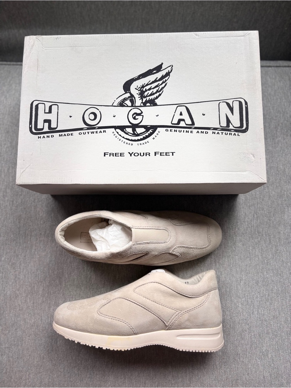 Hogan Suede Slip-On Sneakers US 7 / EU 37 Beige Made in Italy